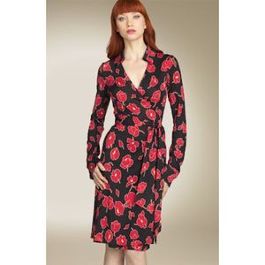 Diane von Furstenberg Vintage Silk Jeanne Rose Shower Wrap Dress